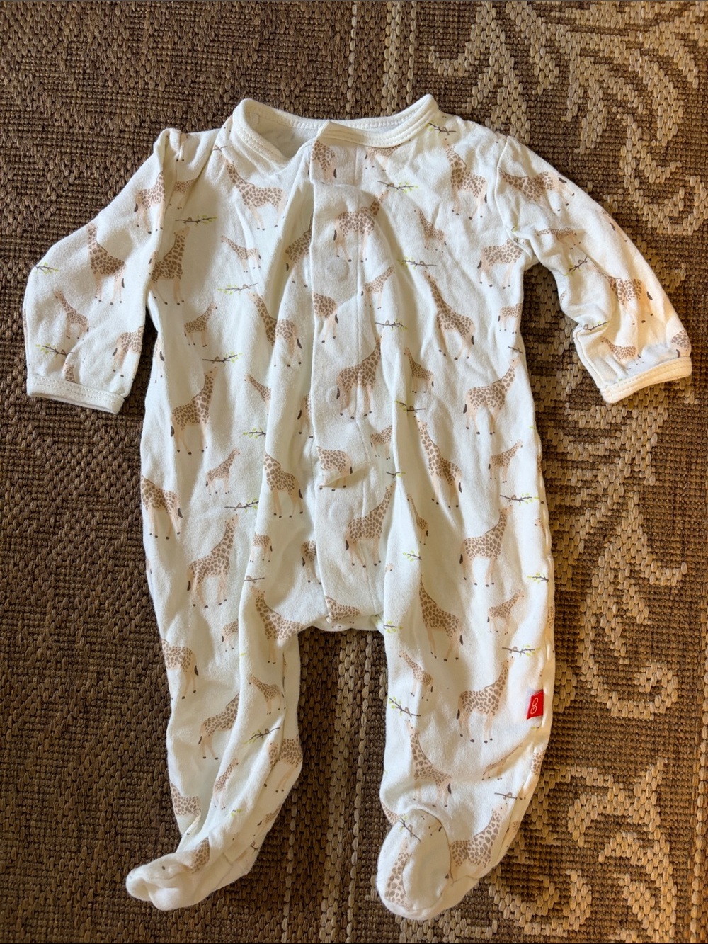 Magnetic Me footie pajamas 3-6 months Giraffe Print magnet easy close